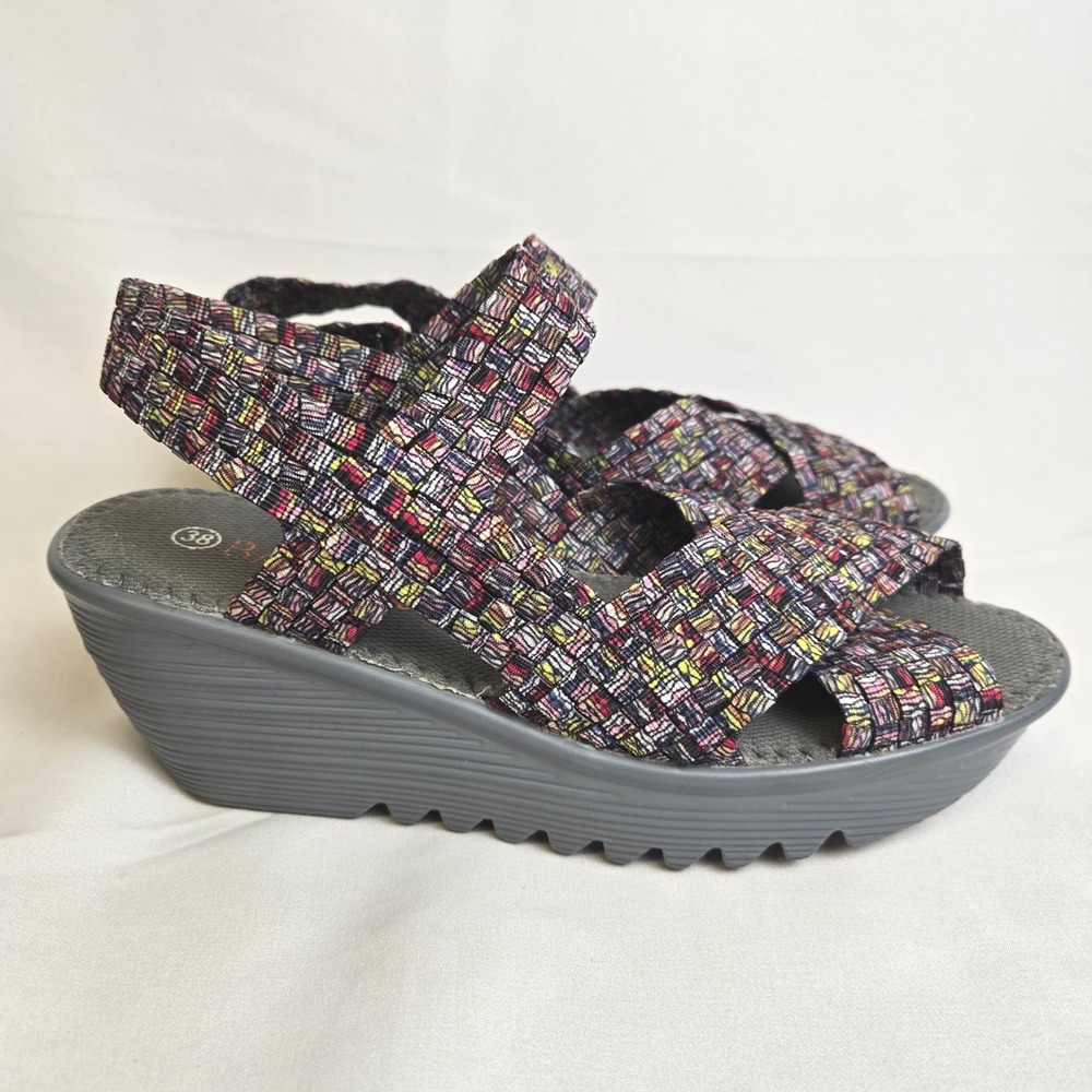 Bernie Mev Fame Comfort Wedge Sandals Woven Multicolor EU 38 US 7